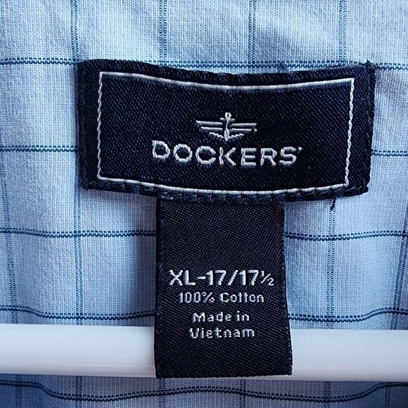 Dockers Blue Checked Short Sleeve Casual Button Down Shirt Size XL - Picture 7 of 13
